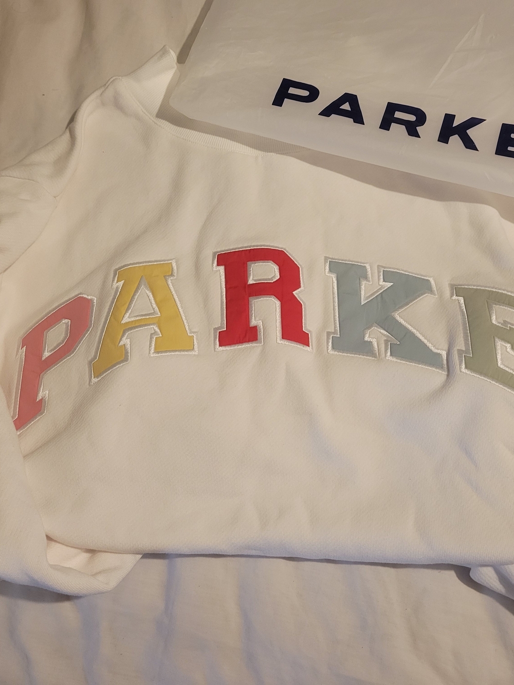 Parke Varsity Mockneck Sweatshirt with Multicolor Lettering LXL